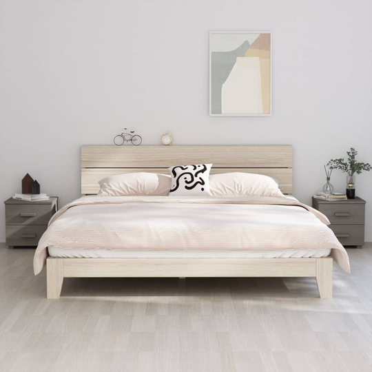vidaXL Yöpöydät 2 kpl vaaleanharmaa 40x35x44,5 cm täysi mänty