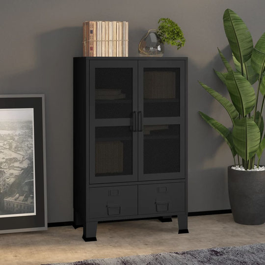 vidaXL Teollinen säilytyskaappi musta 70x40x115 cm metalli