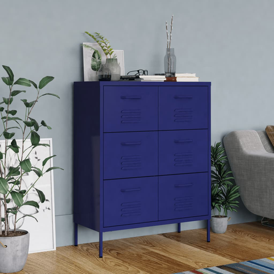 vidaXL Lipasto laivastonsininen 80x35x101,5 cm teräs