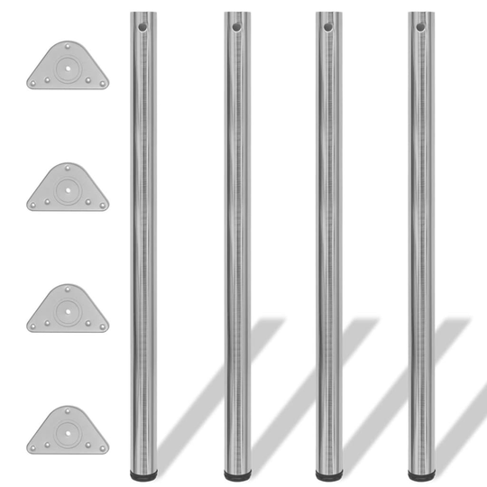 vidaXL 4 korkeussäädettävää pöydänjalkaa Harjattu nikkeli 1100 mm