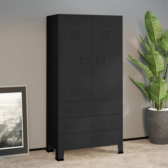 vidaXL Teollisuusvaatekaappi musta 90x50x180 cm metalli