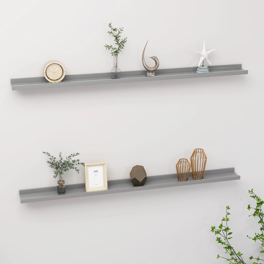 vidaXL Seinähyllyt 2 kpl harmaa 115x9x3 cm