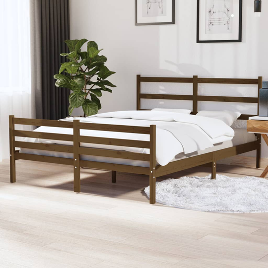 vidaXL Sängynrunko täysi mänty 140x190 cm hunajanruskea