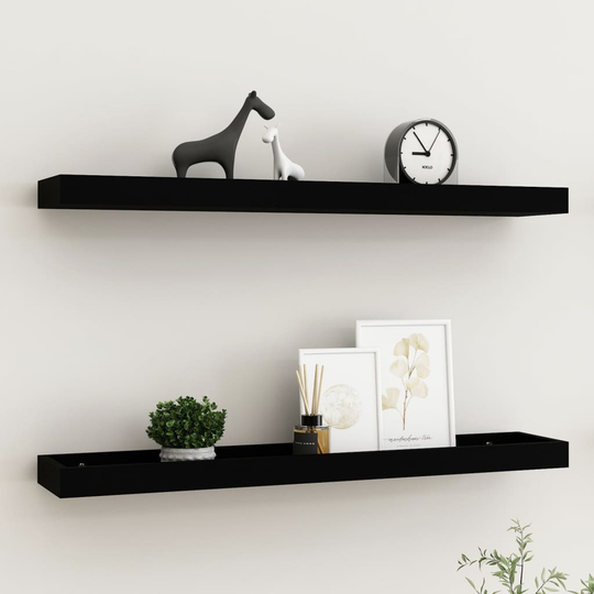 vidaXL Loggia seinähyllyt 2 kpl musta 80x15x4 cm MDF