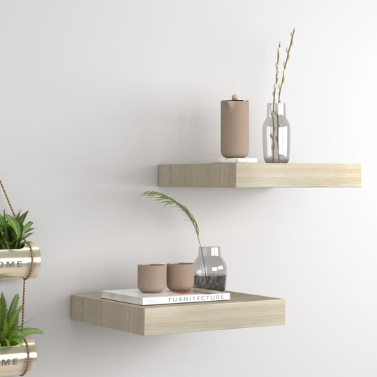 vidaXL Kelluvat seinähyllyt 2 kpl tammen värinen 23x23,5x3,8 cm MDF
