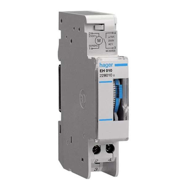 Hager EH011 Kytkinkello analoginen 24 tunnin kello, 230V Sulkeutuva liitin