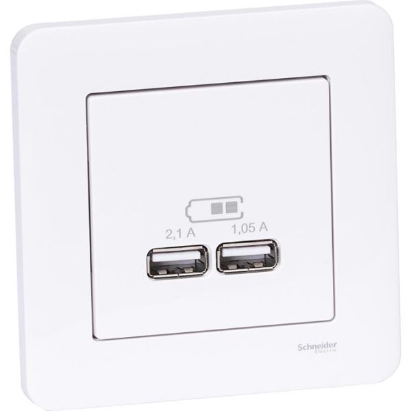 Schneider Electric Exxact Latausasema upotettava, 2 USB valkoinen