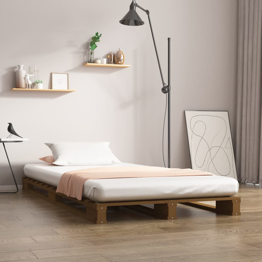 vidaXL Sängynrunko hunajanruskea 100x200 cm täysi mänty