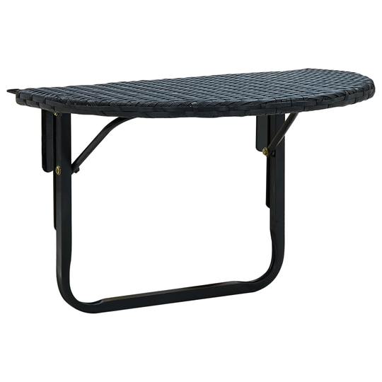 vidaXL Parvekepöytä 60x60x32 cm musta polyrottinki