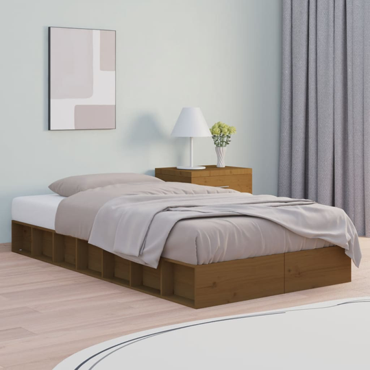 vidaXL Sängynrunko hunajanruskea 100x200 cm täysi puu