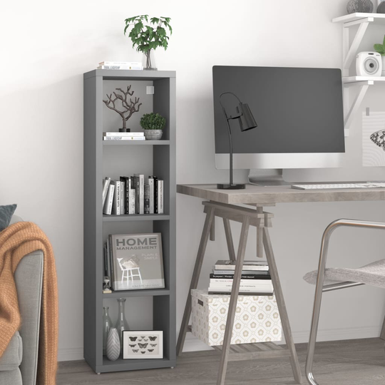 vidaXL Seinäkuutiohylly harmaa 37x29,5x134,5 cm MDF