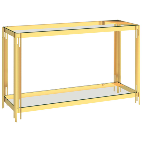 vidaXL Sivupöytä kultainen 120x40x78 cm ruostumaton teräs ja lasi