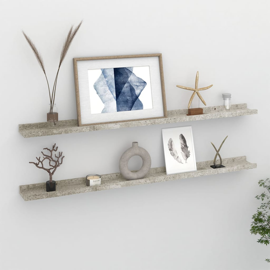 vidaXL Seinähyllyt 2 kpl betoninharmaa 100x9x3 cm
