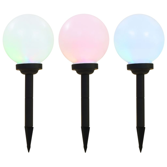 vidaXL LED-aurinkokennovalaisin 3 kpl väriä vaihtava pyöreä 20 cm RGB