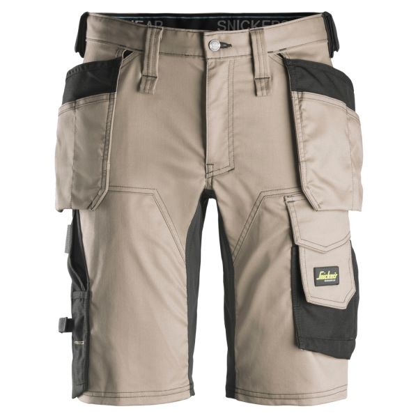 Snickers 6141 AllroundWork Shortsit khaki/musta 44