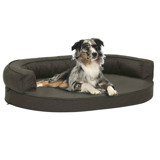 vidaXL Ergonominen koiransängyn patja 75x53 cm pellavatyyli tummanharm