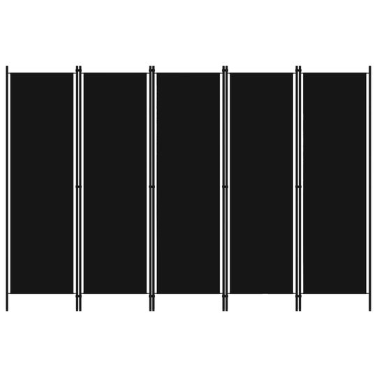 vidaXL 5-paneelinen tilanjakaja musta 250x180 cm