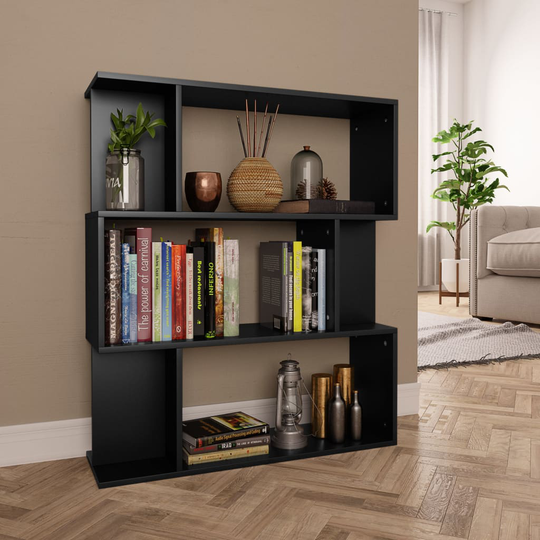 vidaXL Kirjahylly/tilanjakaja musta 80x24x96 cm lastulevy