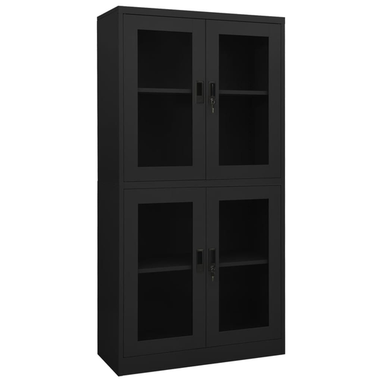 vidaXL Toimistokaappi antrasiitti 90x40x180 cm teräs/karkaistu lasi