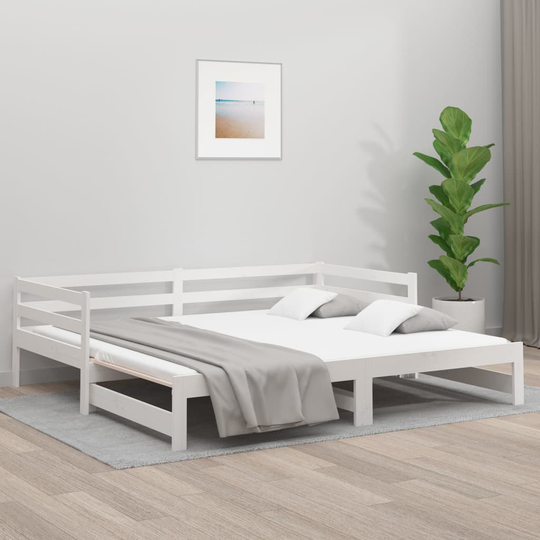 vidaXL Sohvasänky ulosvedettävä valkoinen 2x (90x190) cm täysi mänty