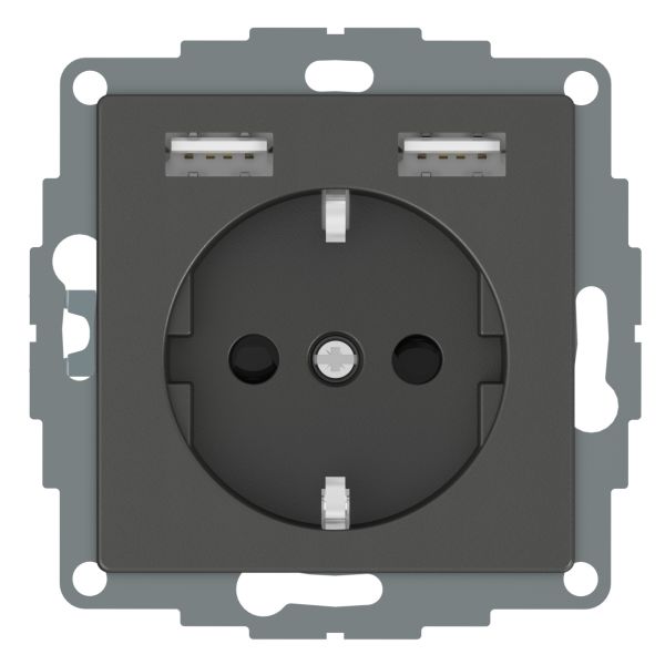 Schneider Electric WDE003179 Seinäpistorasia 1-osainen, 2xUSB, 4A, antrasiitti