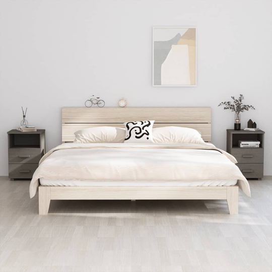 vidaXL Yöpöydät 2 kpl vaaleanharmaa 40x35x62 täysi mänty