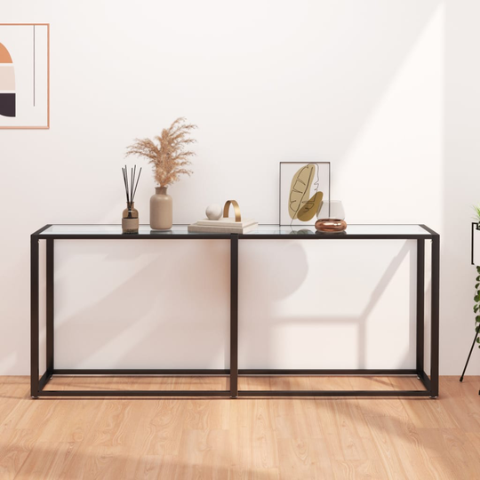 vidaXL Konsolipöytä läpinäkyvä 180x35x75,5 cm karkaistu lasi