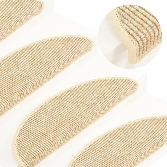vidaXL Itsekiinnittyvät porrasmatot 15 kpl 56x20 cm vaalea beige