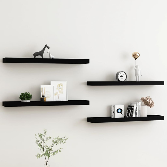 vidaXL Loggia seinähyllyt 4 kpl musta 80x15x4 cm MDF