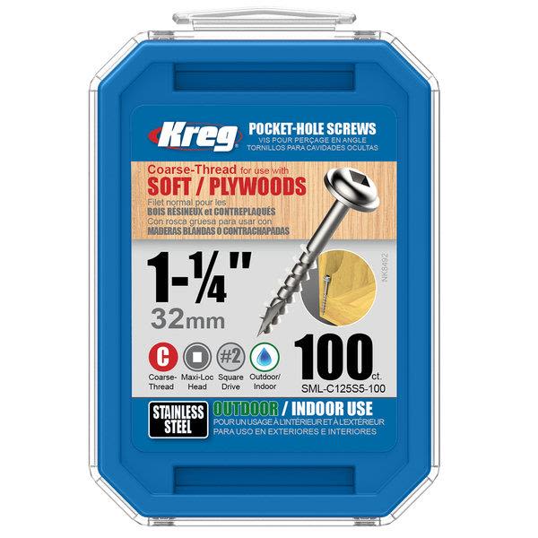 Kreg SML-C125S5-100 Ruuvi 32 mm, ruostumatonta terästä 100 kpl:n pakkaus