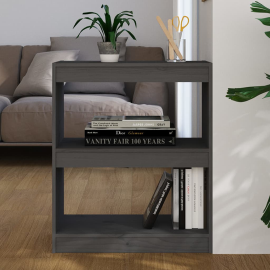 vidaXL Kirjahylly/tilanjakaja harmaa 60x30x71,5 cm täysi mänty