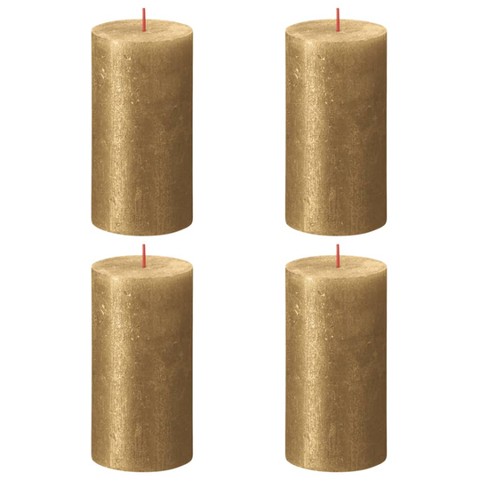 Bolsius Pilarikynttilät Shimmer 4 kpl rustiikkinen 130x68 mm kulta