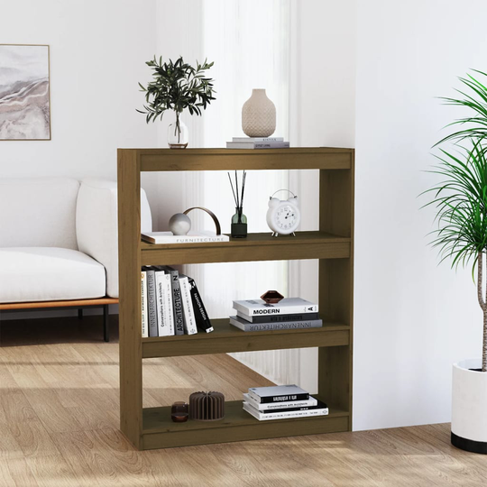 vidaXL Kirjahylly/tilanjakaja hunajanruskea 80x30x103,5 cm täysi mänty