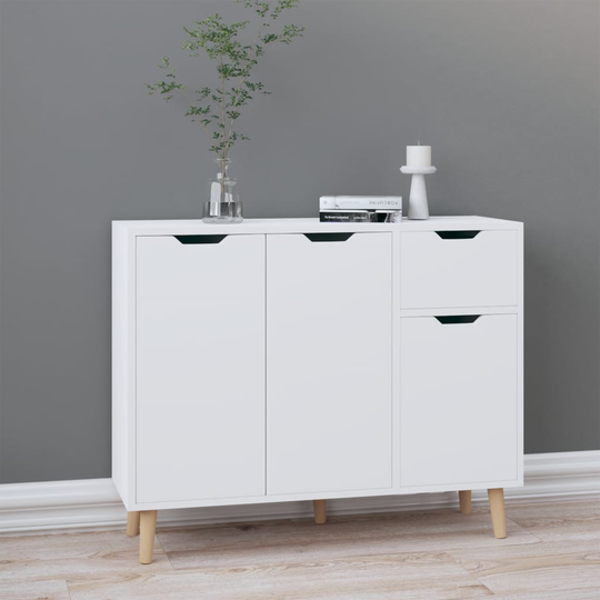 vidaXL Senkki korkeakiilto valkoinen 90x30x72 cm lastulevy