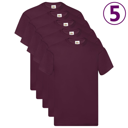 Fruit of the Loom Original T-paita 5 kpl viininpunainen S puuvilla
