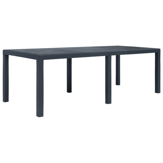 vidaXL Puutarhapöytä rottinkityylinen muovi 220x90x72 cm antrasiitti