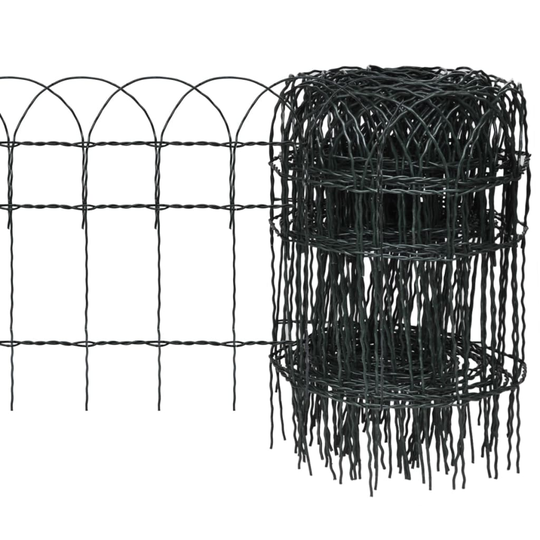 vidaXL Puutarhan raja-aita jauhemaalattu rauta 10x0,4 m