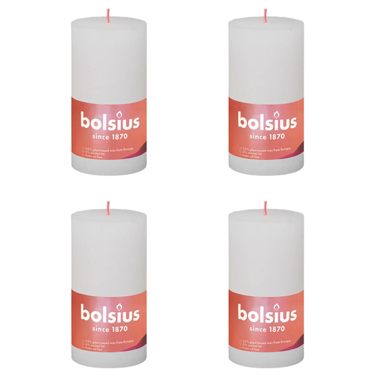 Bolsius Pilarikynttilät Shine 4 kpl 130x68 mm pilvenvalkoinen