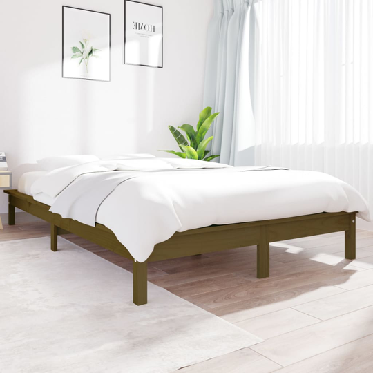 vidaXL Sängynrunko hunajanruskea 140x190 cm täysi mänty