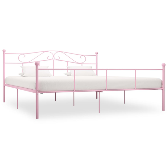 vidaXL Sängynrunko pinkki metalli 200x200 cm