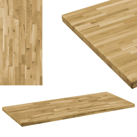 vidaXL Pöytälevy kiinteä tammipuu suorakaide 44 mm 120x60 cm