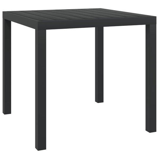 vidaXL Puutarhapöytä musta 80x80x74 cm alumiini ja WPC