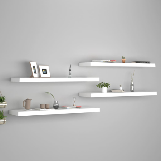vidaXL Kelluvat seinähyllyt 4 kpl valkoinen 90x23,5x3,8 cm MDF