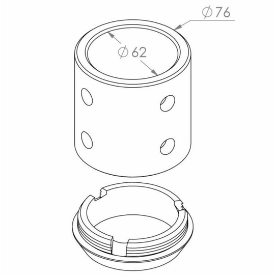 Norlys Sunnefjord 1509 Adapteri Ø 76 mm:stä Ø 60 mm:n tolppaan Alumiini
