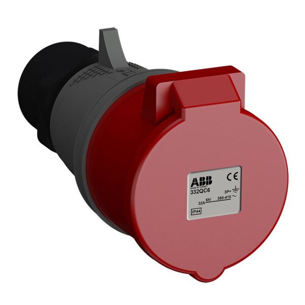 ABB 2CMA102365R1000 Jatkopistorasia pikaliitettävä, tärinänkestävä Punainen, 32 A, 4-napainen, IP44