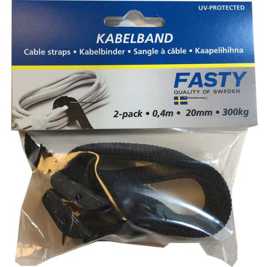 Fasty 163 Kaapeliside Musta Ei kahvaa, 2 kpl/pakkaus