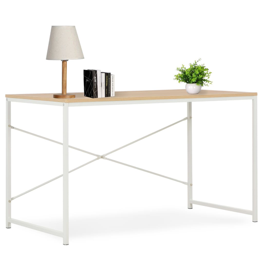 vidaXL Tietokonepöytä 120x60x70 cm valkoinen ja tammi