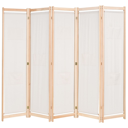 vidaXL 5-Paneelinen Tilanjakaja kerma 200x170x4 cm kangas