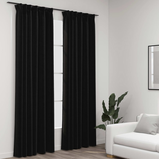 vidaXL Pellavamaiset pimennysverhot koukuilla 2 kpl antras. 140x225 cm