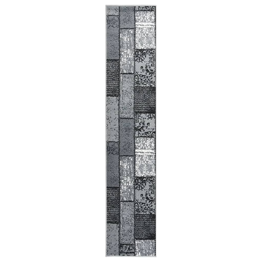 vidaXL Käytävämatto BCF harmaa laatikkokuviolla 60x450 cm